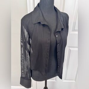 Black cropped sheer top